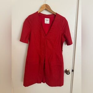 Abercrombie Red Linen Button Down Dress